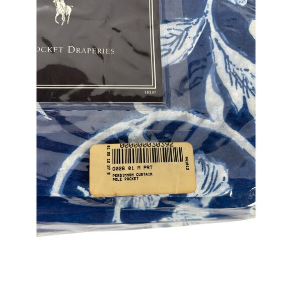 Vtg New Ralph Lauren Persimmon Rod Pocket Draperies &Ties 84 x 42 Blue White - Picture 3 of 3